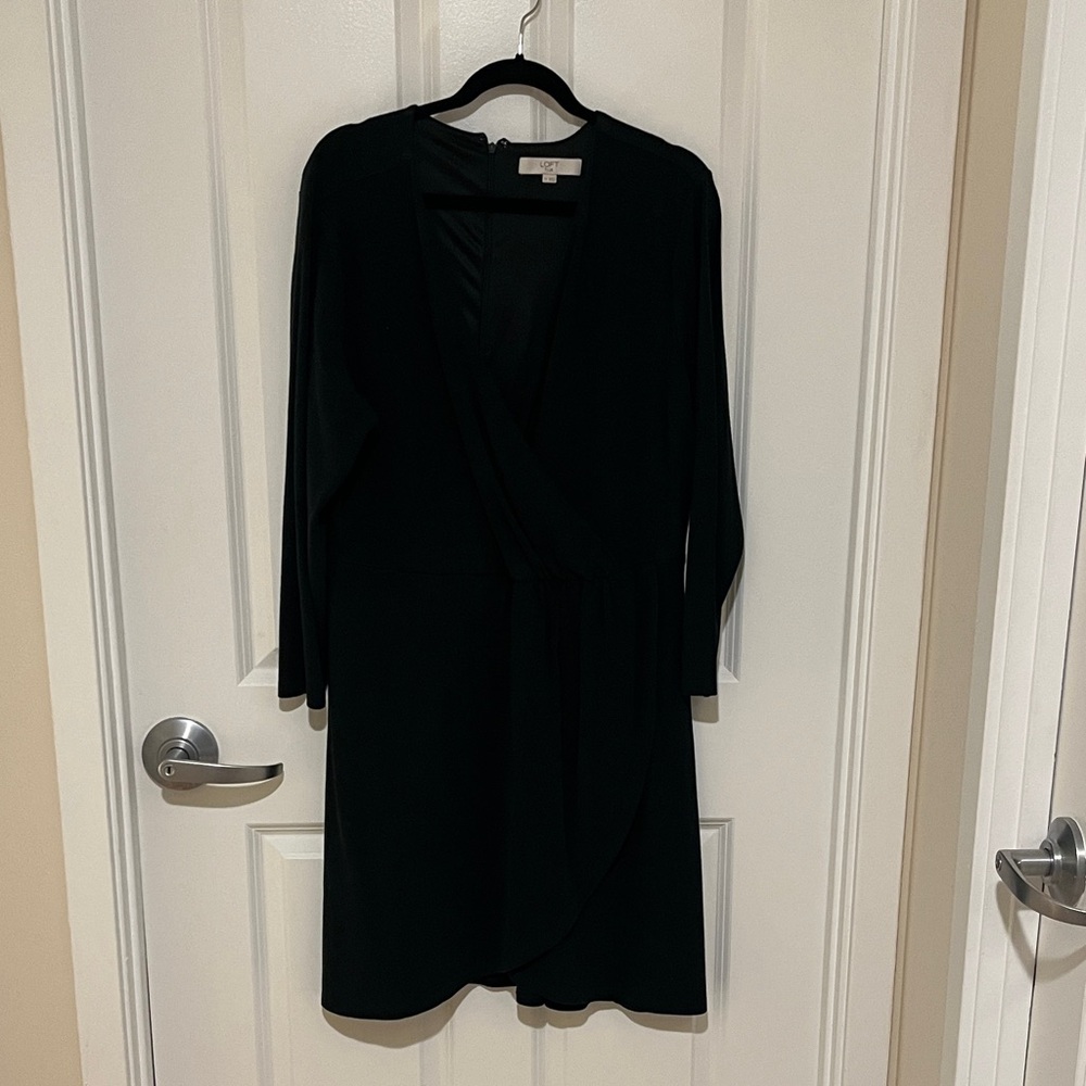 LOFT Dark Green Long Sleeve Dress